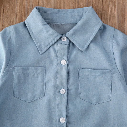 2-7Years Toddler Kids Baby Girl Winter Clothes Denim Tops T-Shirt Warm Coat Letters Autumn Shirt