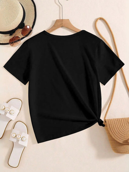 Fashionable girl short sleeved T-shirt "I inherited dad's temperament and mom's attitude" letter printed casual top