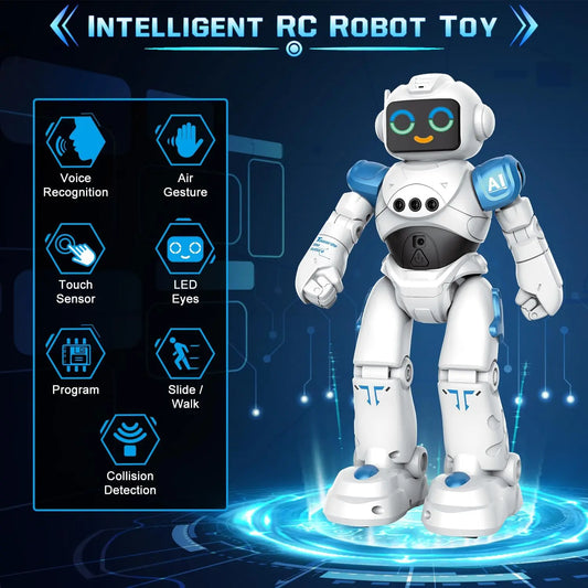 VATOS RC Robot Toy for Kids Smart Talking Voice Remote Control Robot Gesture Sensing Emo Robot Toy for Boys Girls Birthday Gift