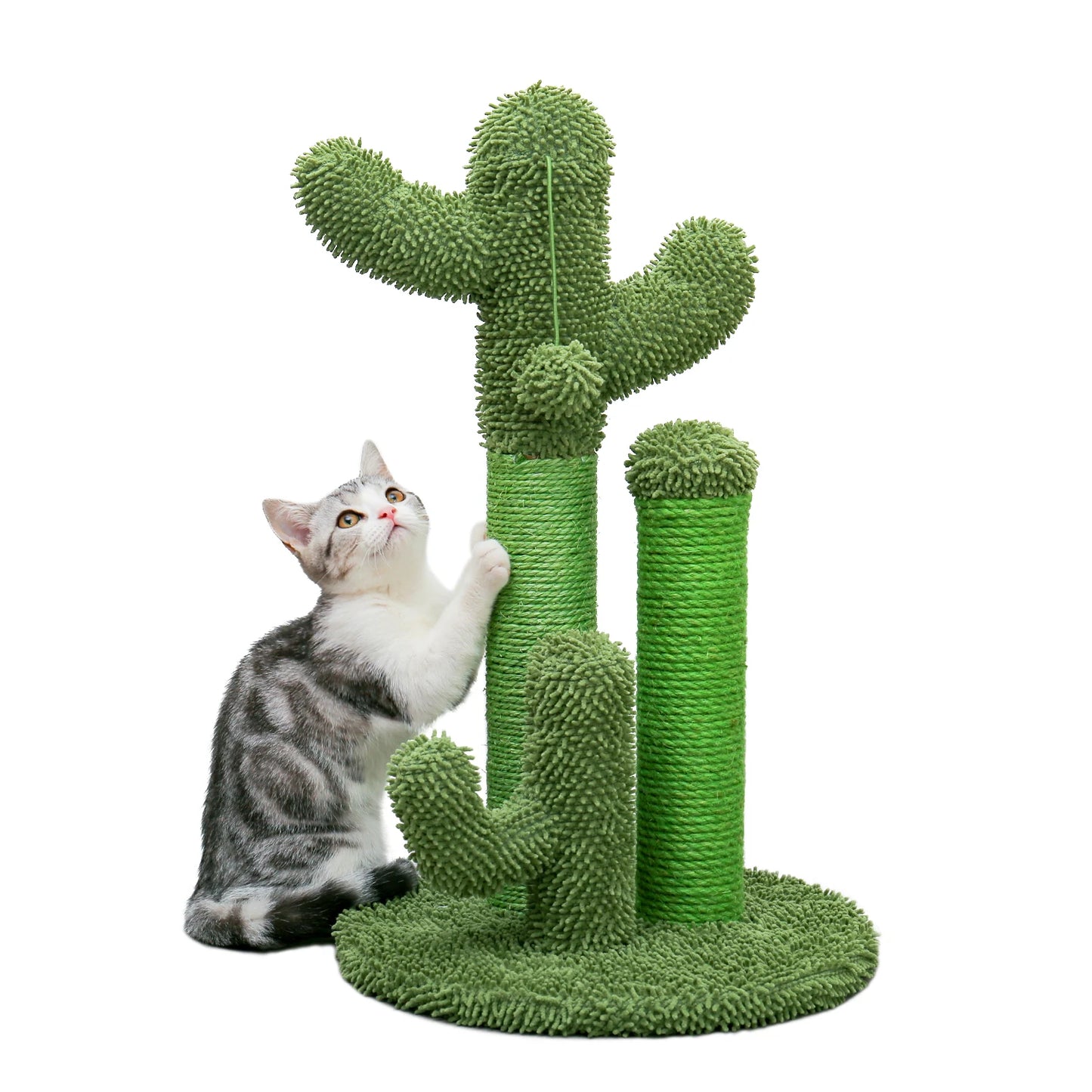 Cactus Cat Scratcher Cat Scratching Post Cactus Cat Scratcher Featuring with 3 Scratching Poles and Interactive Dangling Ball