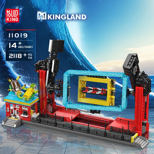 Mould King 11019 Amusement Park Toys The Motorized Rolling Waves Ride Building Block Technical Roller Coaster Brick Set Kid Gift