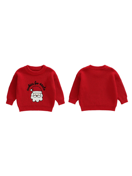Cute Reindeer Patterned Kids Christmas Sweaters with Ribbed Cuffs and Hemline - Festive Holiday Knit Pullovers for Boys and
