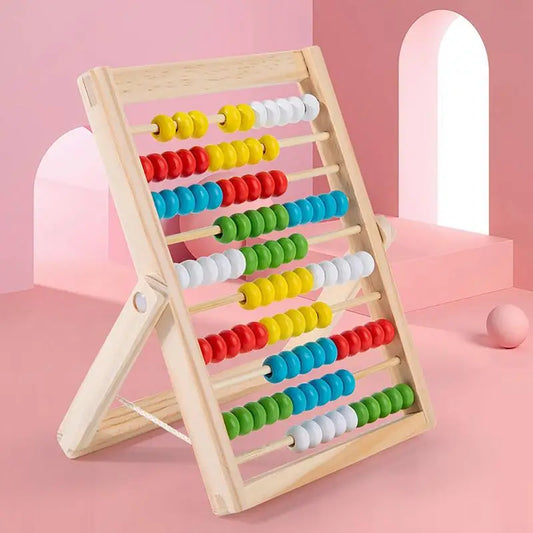 Abacus Toy Number Learning Montessori STEM Mathematics Abacus Wooden Frame Abacus Wooden Beads Grid Toy Gift For 3 4 5 6 7 Years