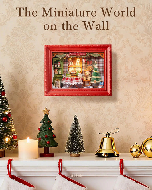 Rolife Christmas Eve Party 3D LED Diorama Snap Together Wooden Puzzle Kit for Wall Tabletop Festive Home Decor Gift for Adults