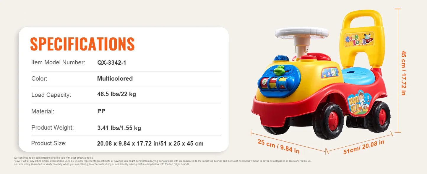 Toddler Ride On Push Car Sit to Stand Kids Ride On Toy Car with Music Steering Wheel Seat Storage for Toddlers