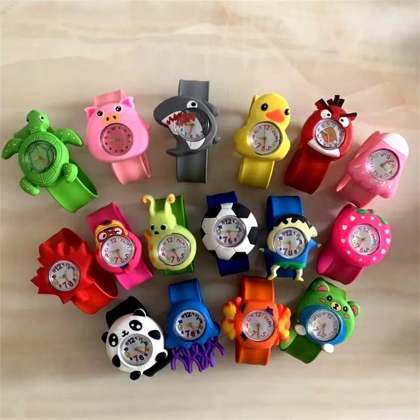 30 Cartoon Styles Children Watches Colorful Bend Slap Strap Kids Watch Girl Boy Christmas Party Gift Clock Random Style Send