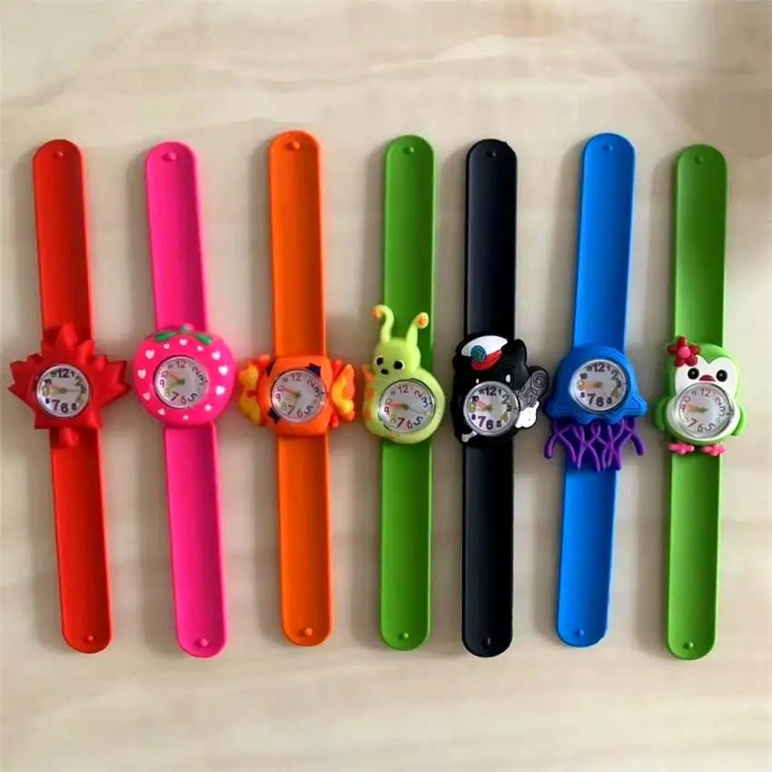 30 Cartoon Styles Children Watches Colorful Bend Slap Strap Kids Watch Girl Boy Christmas Party Gift Clock Random Style Send