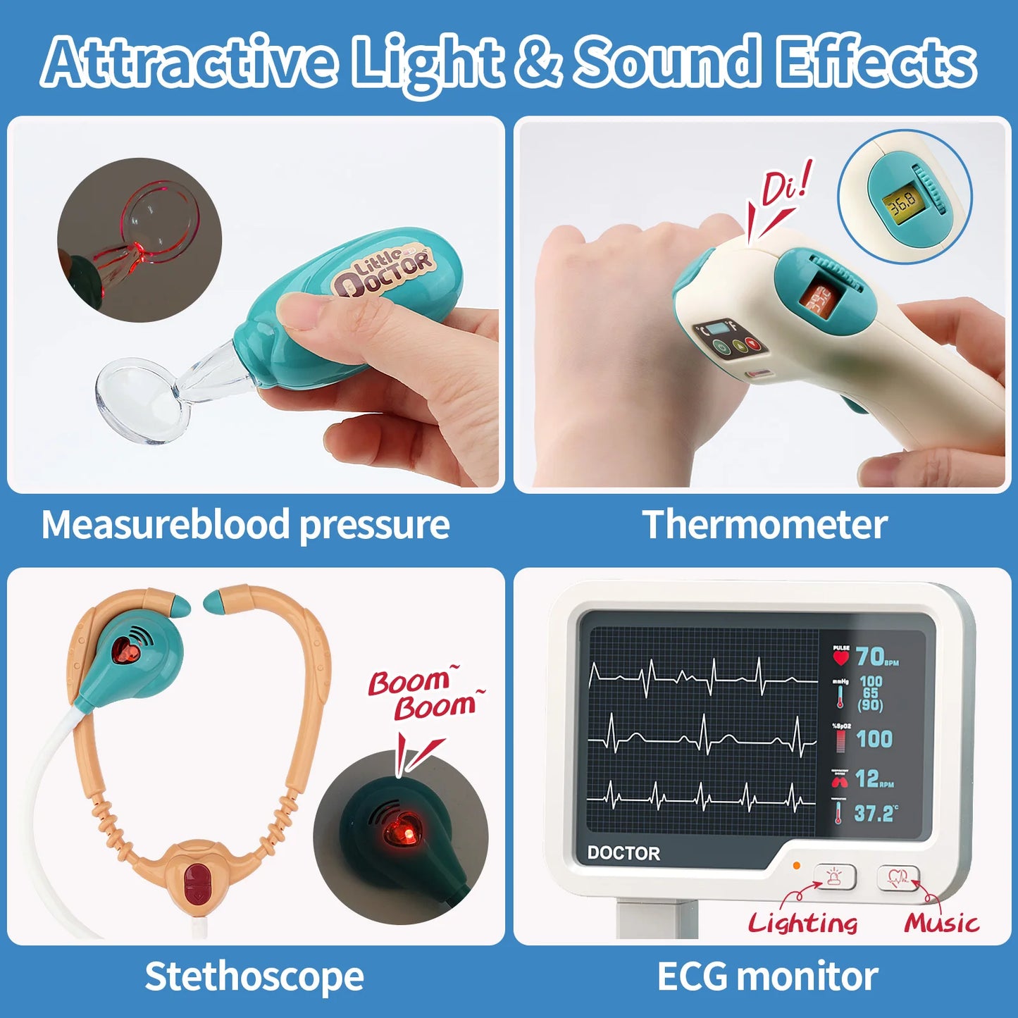 Children's Doctor Toy Set Role-Playing Injection and Stethoscope Simulation for Medical Play Birthday Gift for Boys and Girls