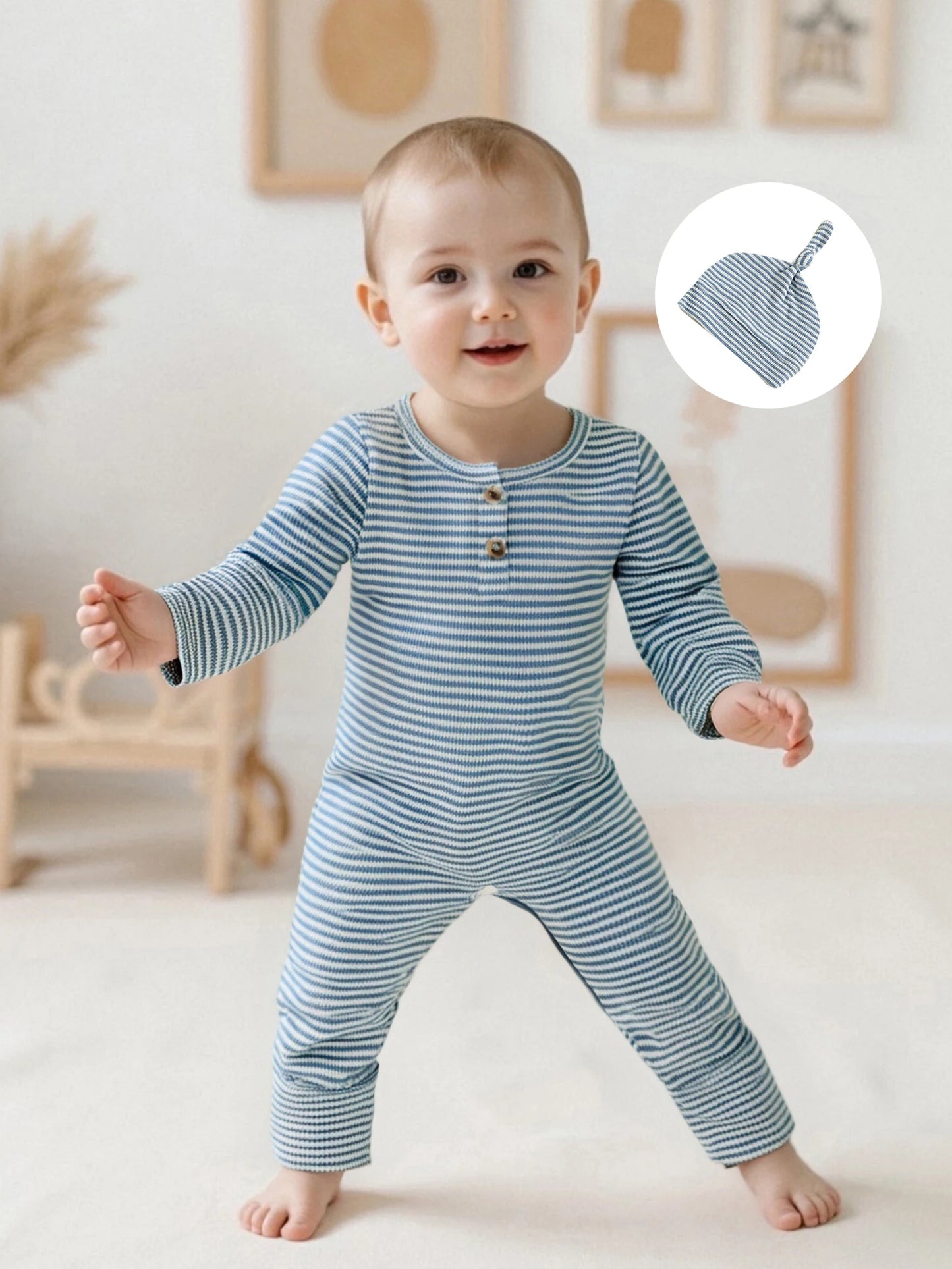 Newborn Baby Winter Outfit Set Knitted Sweater Hoodie Long Sleeve Romper Pants Hat 4 Pcs Warm Clothing Set for Boys Girls