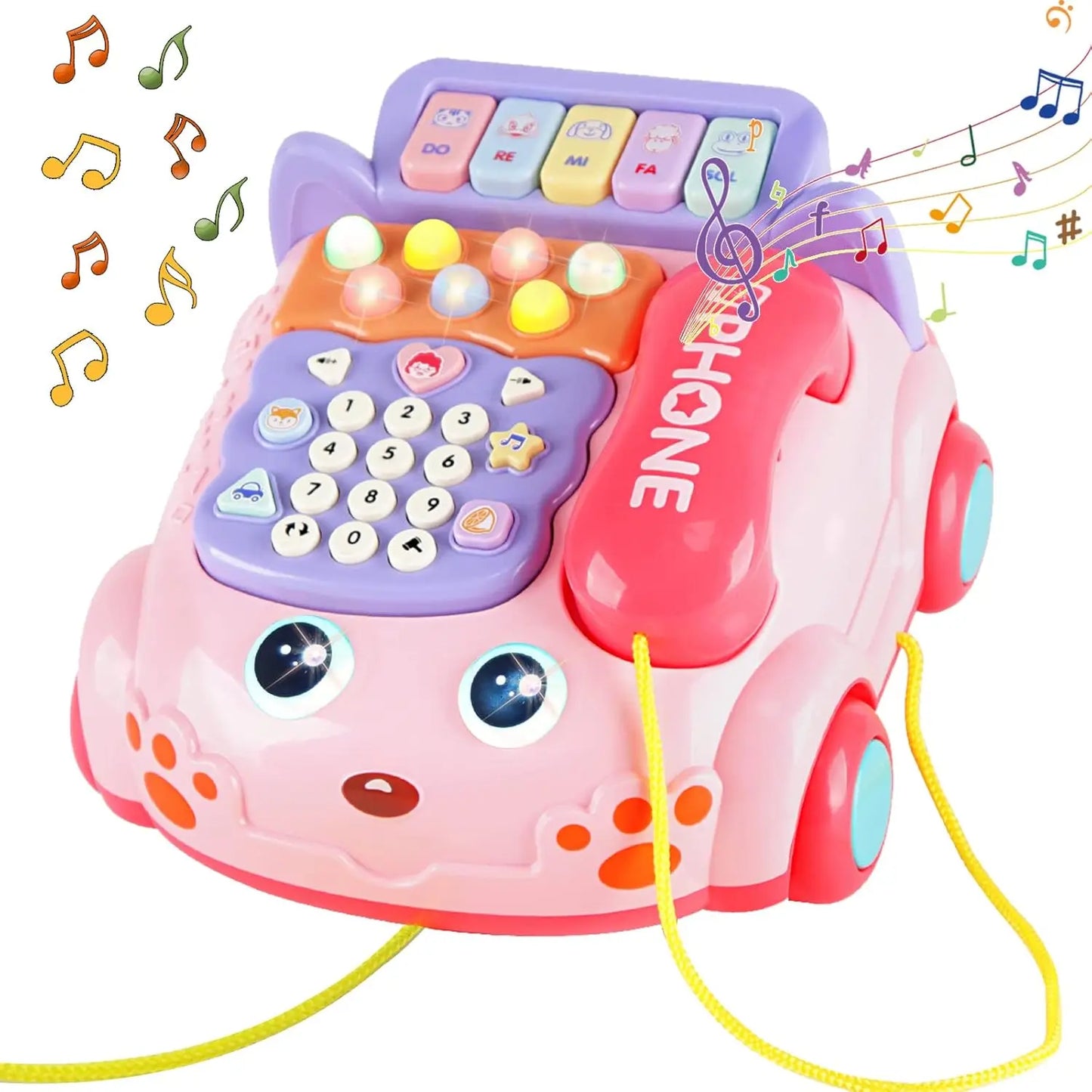 Baby Phone Toy, Baby Toy Phone Cartoon Baby Piano Music Light Toy Children Pretend Phone, Kids Cell Phone Interactive Toy Gift