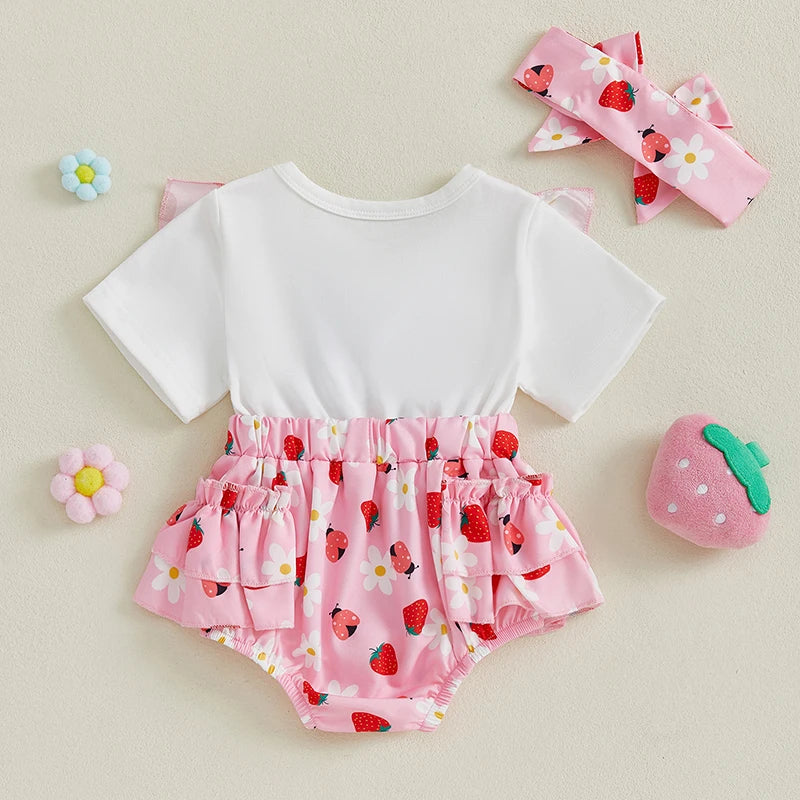 Adorable Baby Girl Floral Print Romper with Matching Headband Set for Summer Outings - Newborn Fashion Essentials