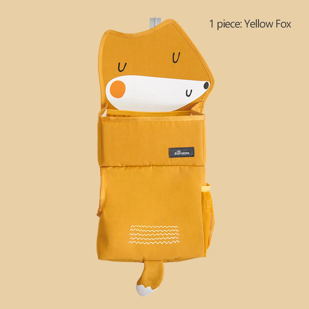 Sunveno Cartoon Baby Crib Hanging Storage Bag, Multi-functional Organizer for Baby Supplies Baby Room Decor