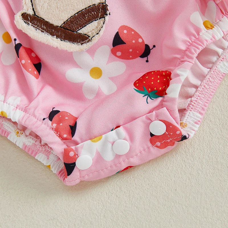 Adorable Baby Girl Floral Print Romper with Matching Headband Set for Summer Outings - Newborn Fashion Essentials