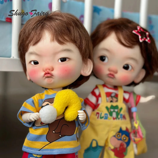 WuYaLi Bjd Dolls Expressive Big Head Pout Angry Face Cuty Ball Jointed Doll Bjd New Year Gift