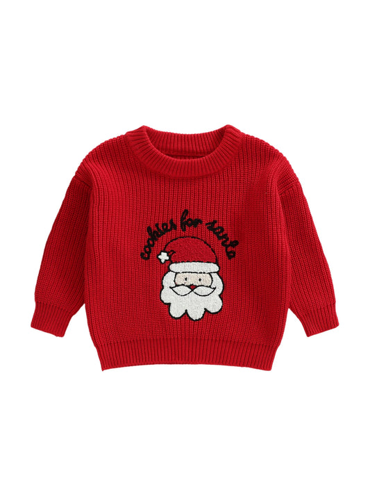 Cute Reindeer Patterned Kids Christmas Sweaters with Ribbed Cuffs and Hemline - Festive Holiday Knit Pullovers for Boys and