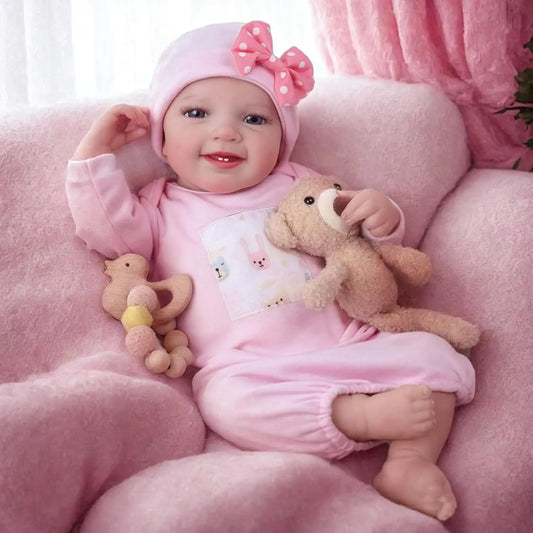 BABESIDE Lifelike Reborn Baby Dolls - 20 " Sweet Smile Realistic Newborn Doll with Feeding Kit Gift Box for Kids Age 3+