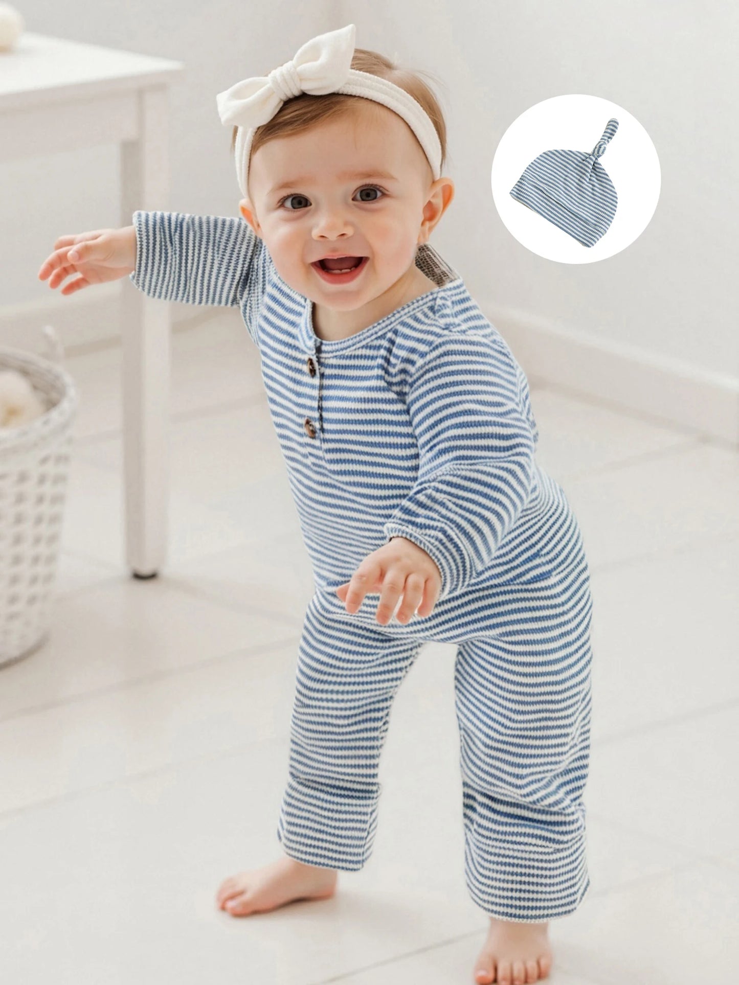 Newborn Baby Winter Outfit Set Knitted Sweater Hoodie Long Sleeve Romper Pants Hat 4 Pcs Warm Clothing Set for Boys Girls