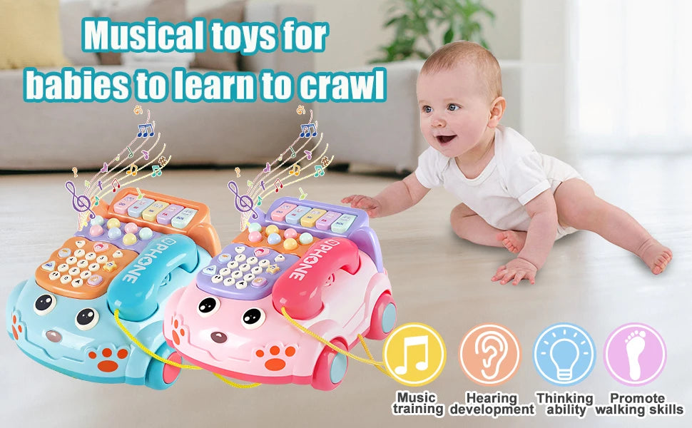 Baby Phone Toy, Baby Toy Phone Cartoon Baby Piano Music Light Toy Children Pretend Phone, Kids Cell Phone Interactive Toy Gift