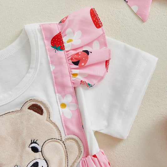 Adorable Baby Girl Floral Print Romper with Matching Headband Set for Summer Outings - Newborn Fashion Essentials