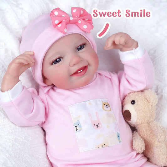 BABESIDE Lifelike Reborn Baby Dolls - 20 " Sweet Smile Realistic Newborn Doll with Feeding Kit Gift Box for Kids Age 3+