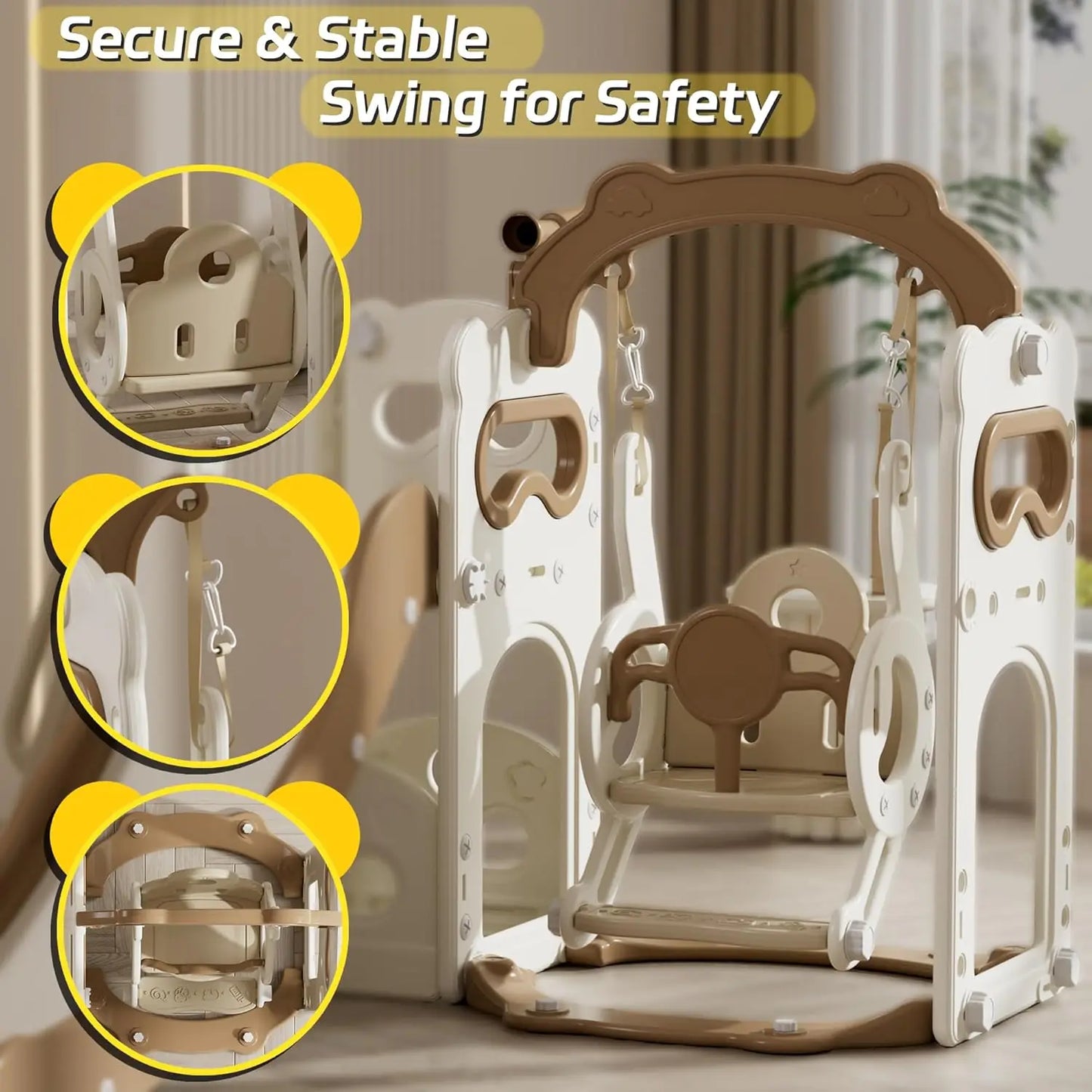 Toddler Slide and Swing Set for Toddlers Age 3-5 Baby Kids Slides with Basketball Hoop Telescope Outdoor Indoor Slide Stair Play