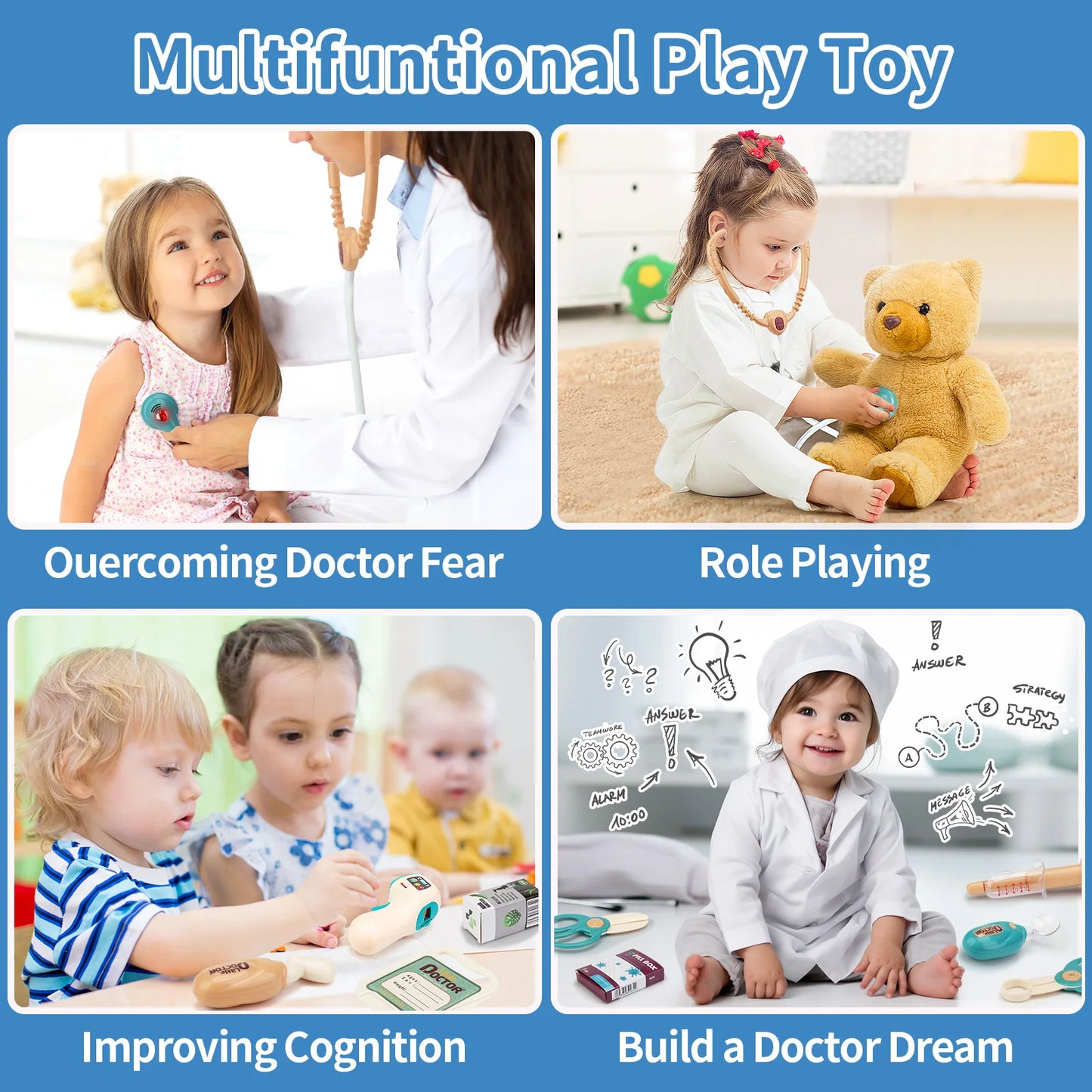 Children's Doctor Toy Set Role-Playing Injection and Stethoscope Simulation for Medical Play Birthday Gift for Boys and Girls