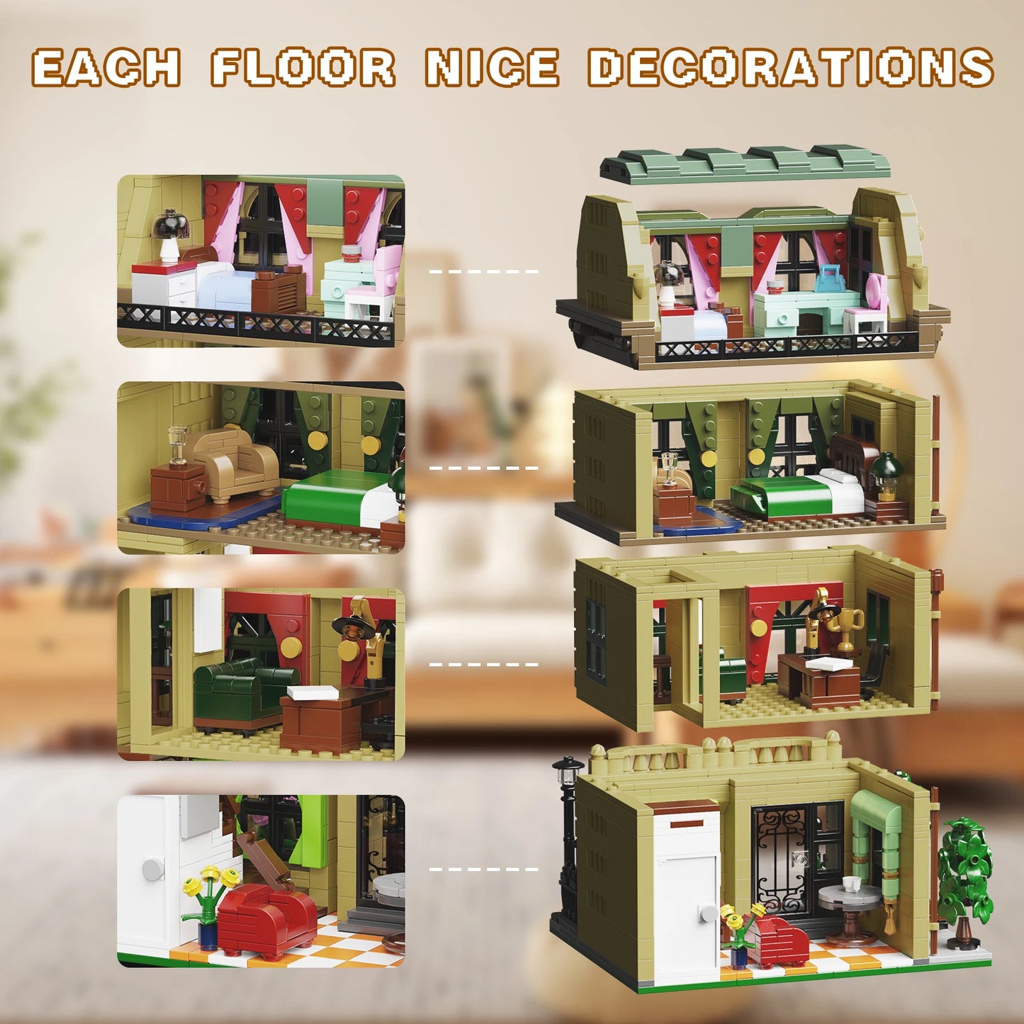 Sheffield House Building Blocks Set Nanny Home Street View Retro Architecture Model Bricks Toys Birthday Gifts for Kids Adults